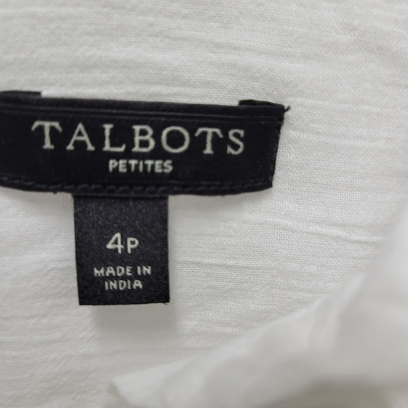 Talbots Women's 100% Cotton Button-Up Long Sleeve Roll-Tab Blouse Size 4P - Picture 6 of 6